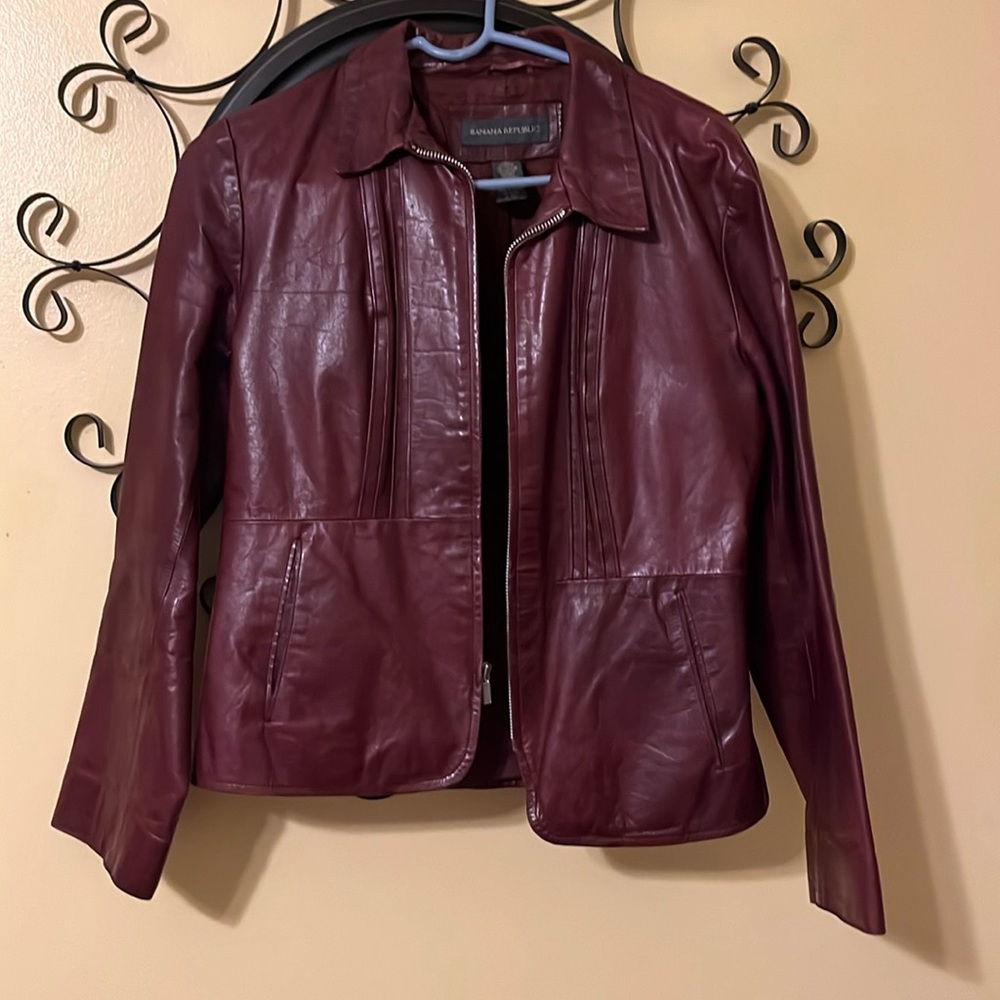 Banana Republic Burgundy Leather jacket